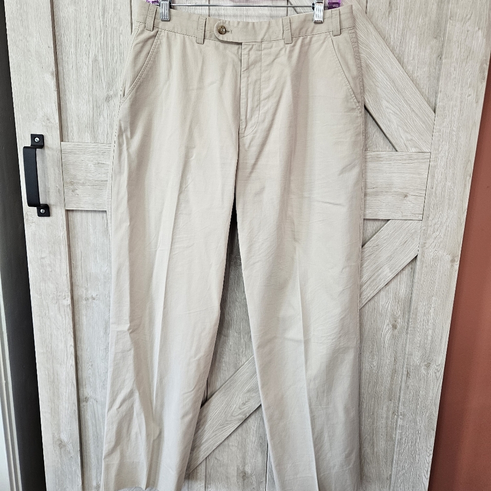 Hiltl Beige Flat Front Dress Pants Men's 32x32